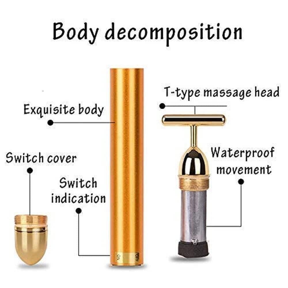 ULX Golden Energy Beauty Bar Massager – 24K Gold Electric Facial Roller, Waterproof, Anti-Wrinkle (Battery Included)