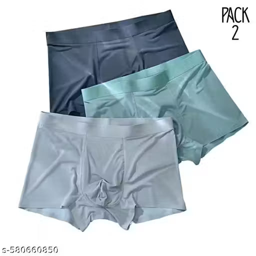 Men Ice Silk Lycra Underwear - Multicolor (Pack of 2 ) Briefs